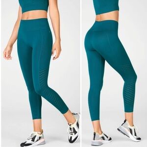 Fabletics Sync Perforated High Rise Teal Green Athletic Leggings XL